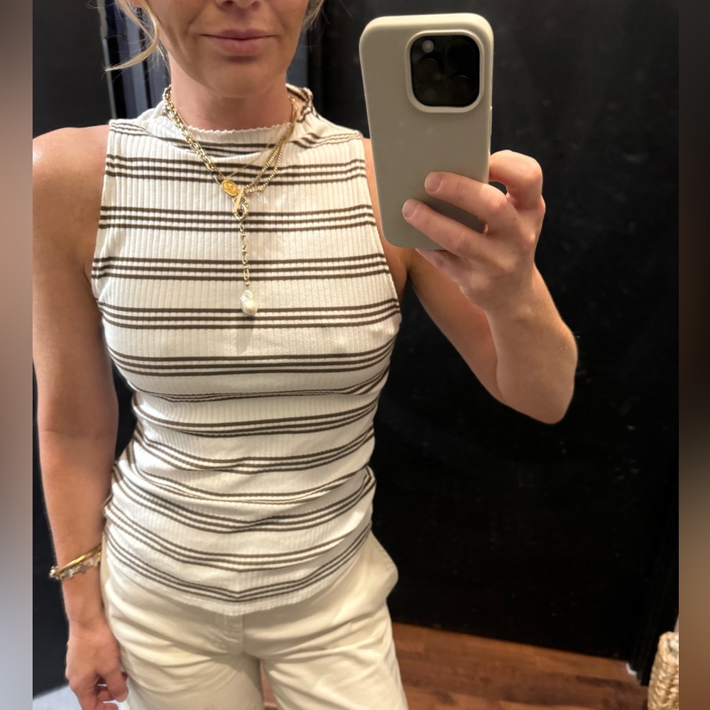Maeve Anthropologie Striped Mock Neck Tank Sz Med